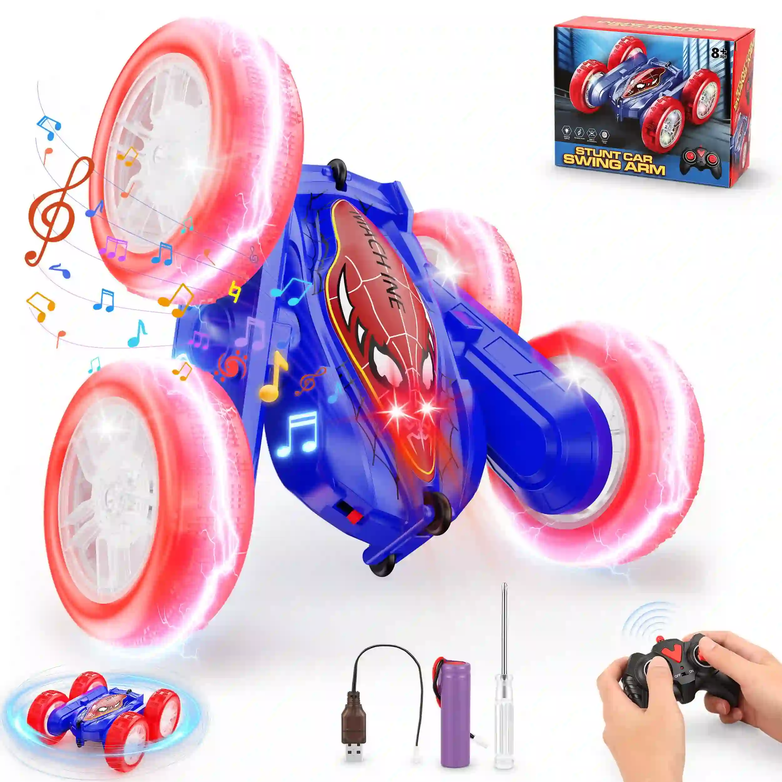 MYSPRI Remote Control Car Toys for Kids, 360° Flips RC Spider Car