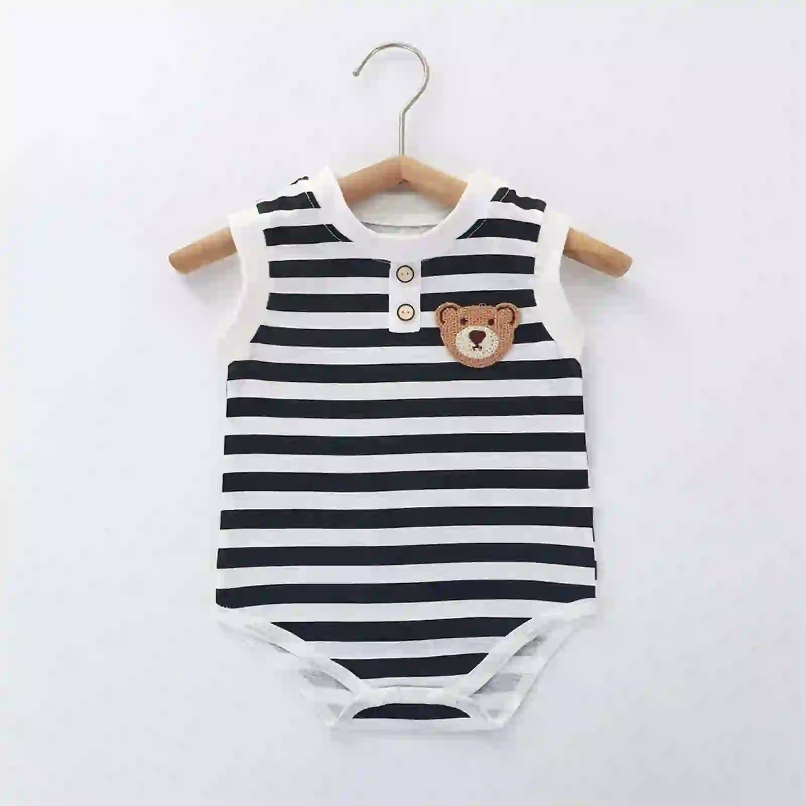 Fnnxnal Kids Girl Striped Sleeveless Cotton Bodysuit, Black