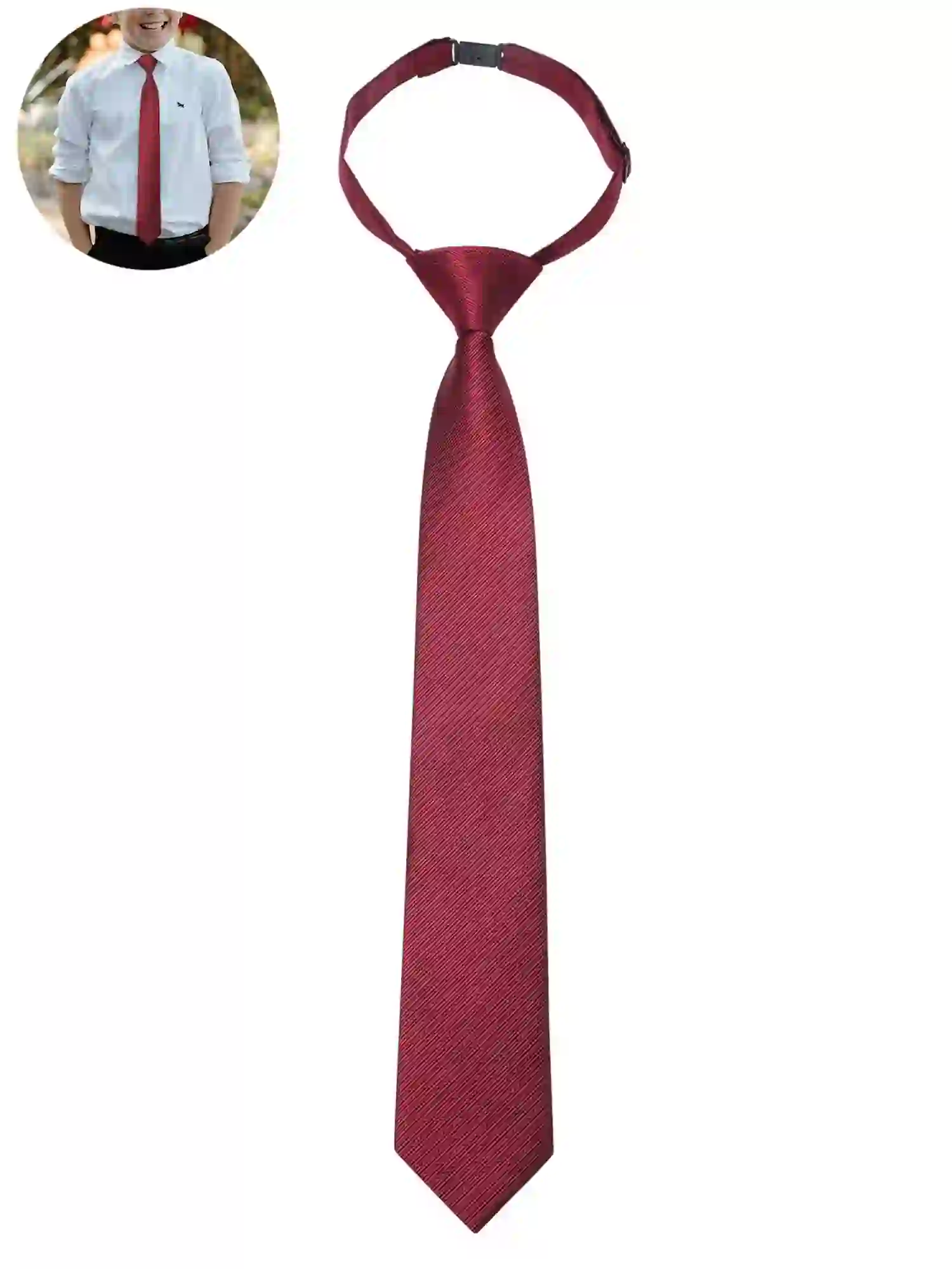 Burgundy Ties for Boys Solid Color Pre-Tied Kids Tie Classic