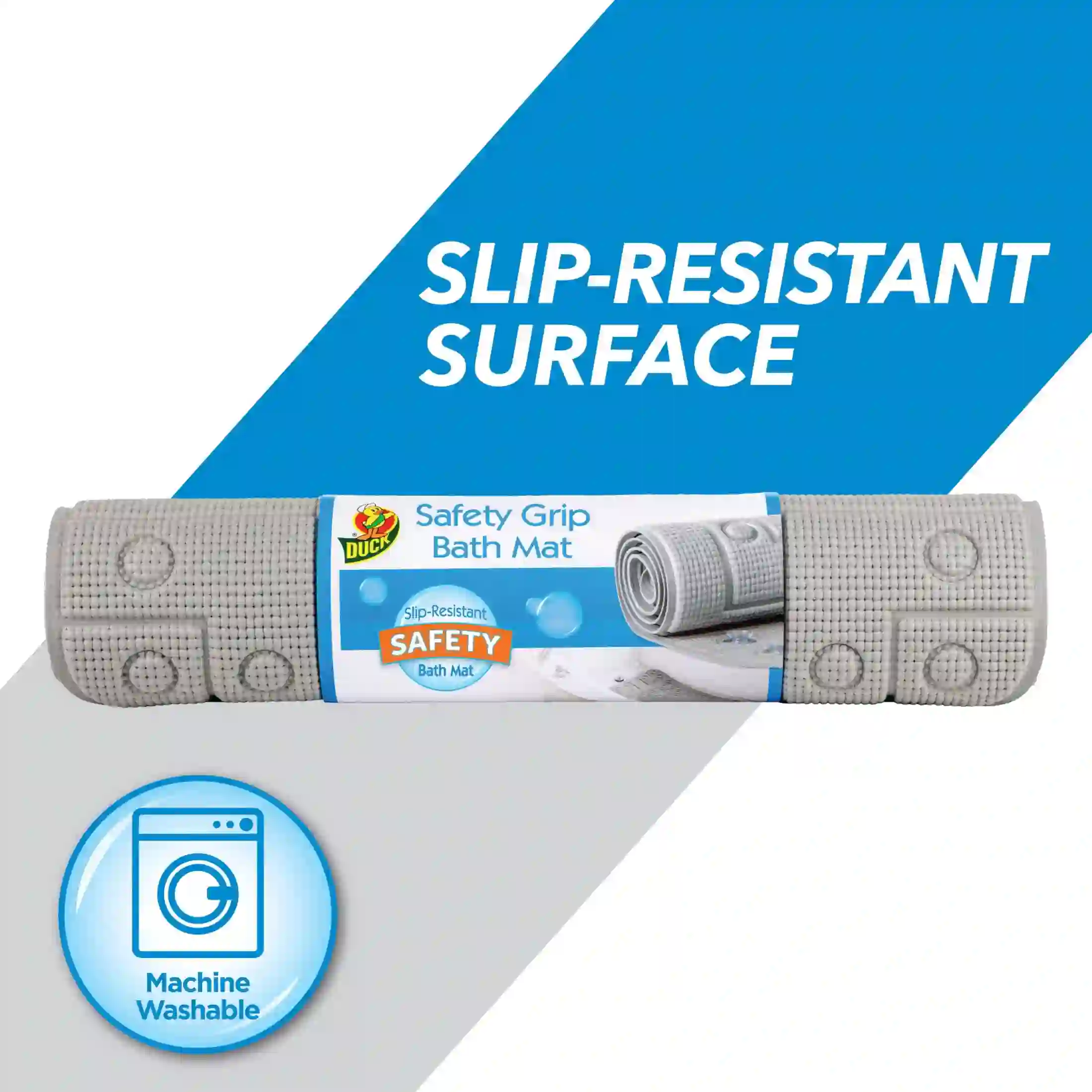 Duck Brand Gray Safety Grip Bathtub Mat with Suction Cups