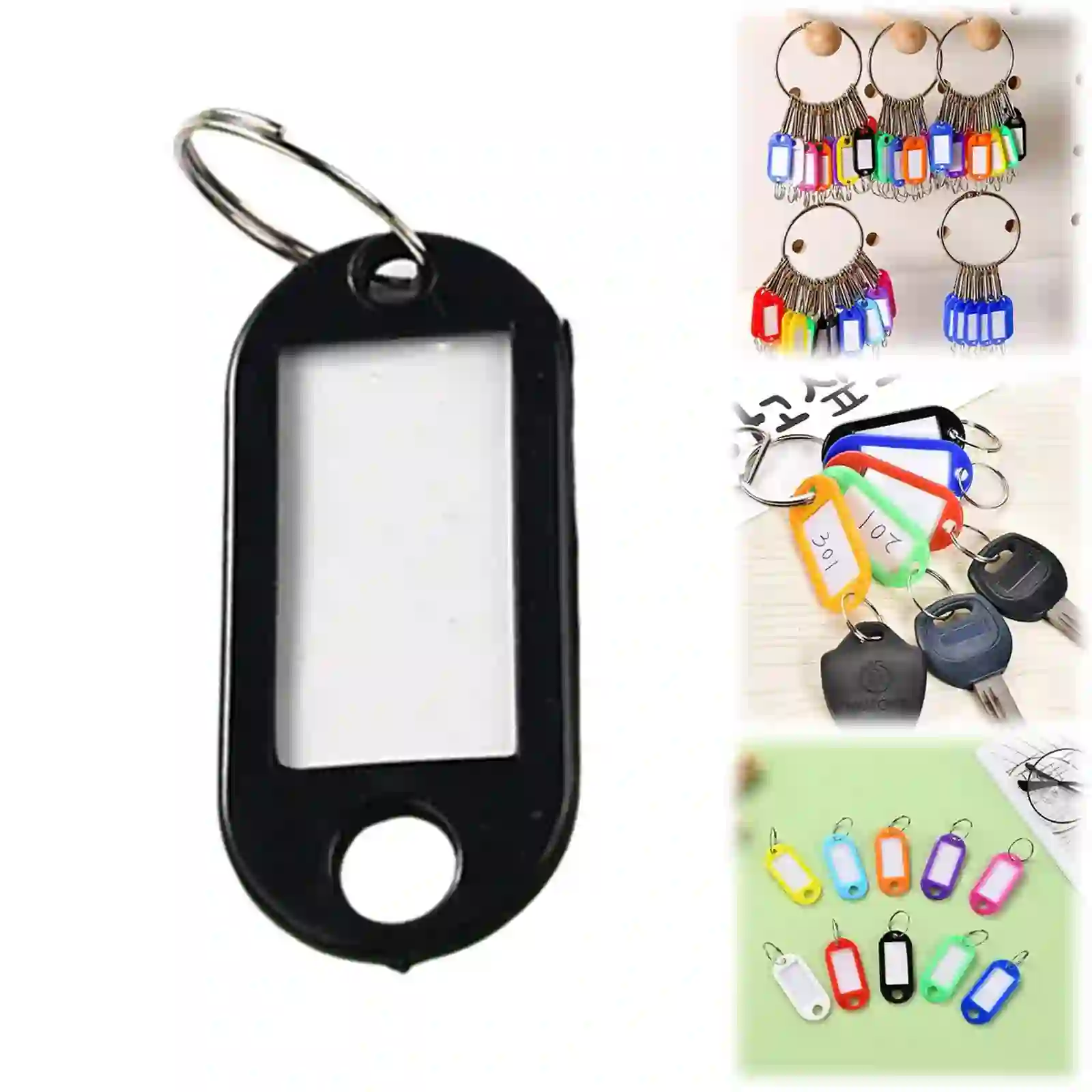 Key Tags,1 Pack Tough Plastic Key Tags, Black