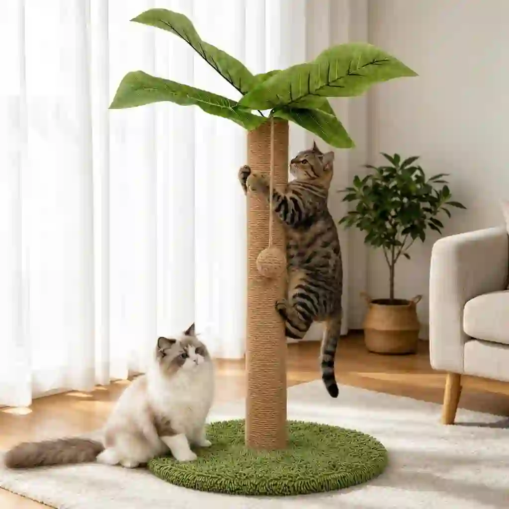 LIXI Cat Scratching Post, Single Column, Green