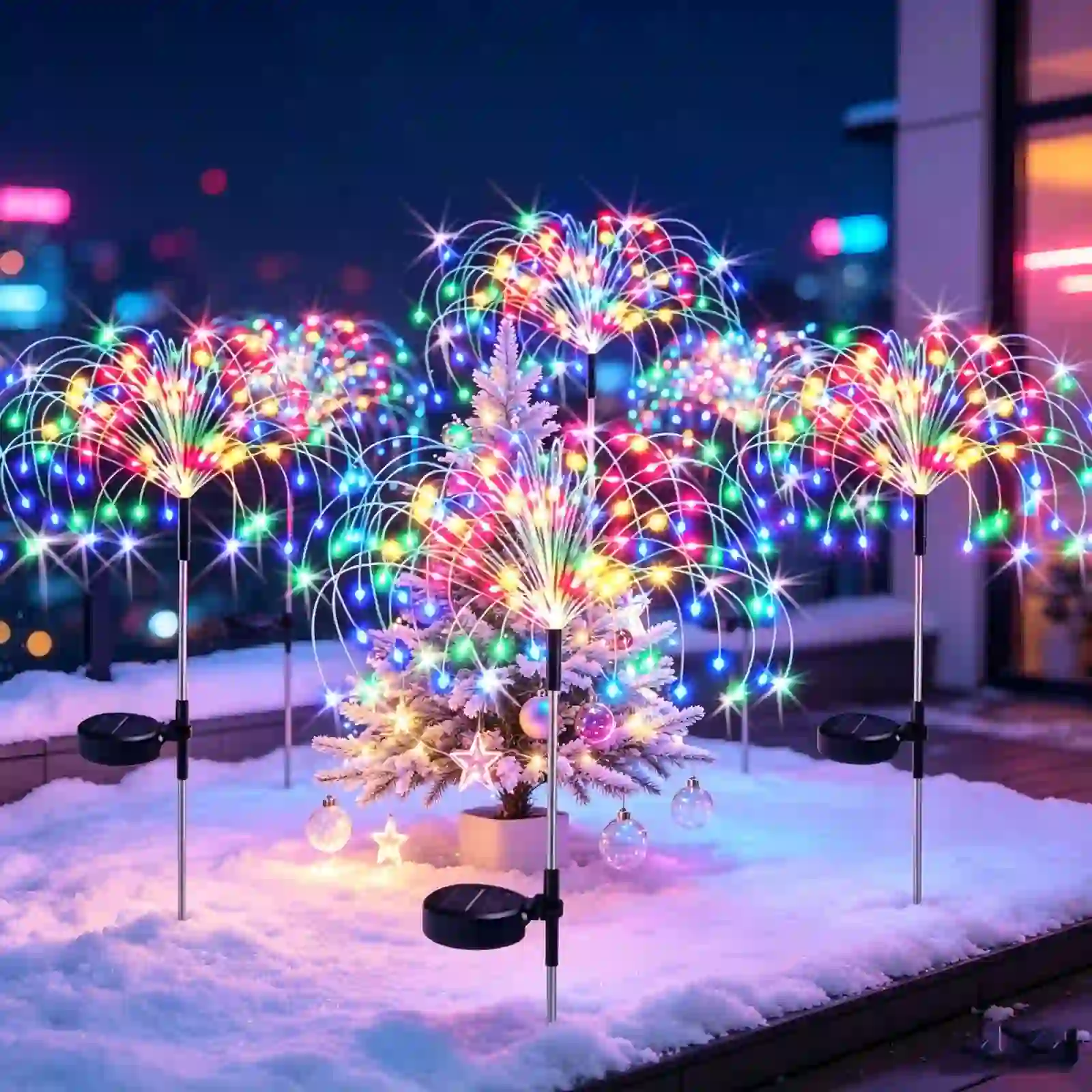 Solar Christmas Decorations Lights Outdoor Colorful 60 LED