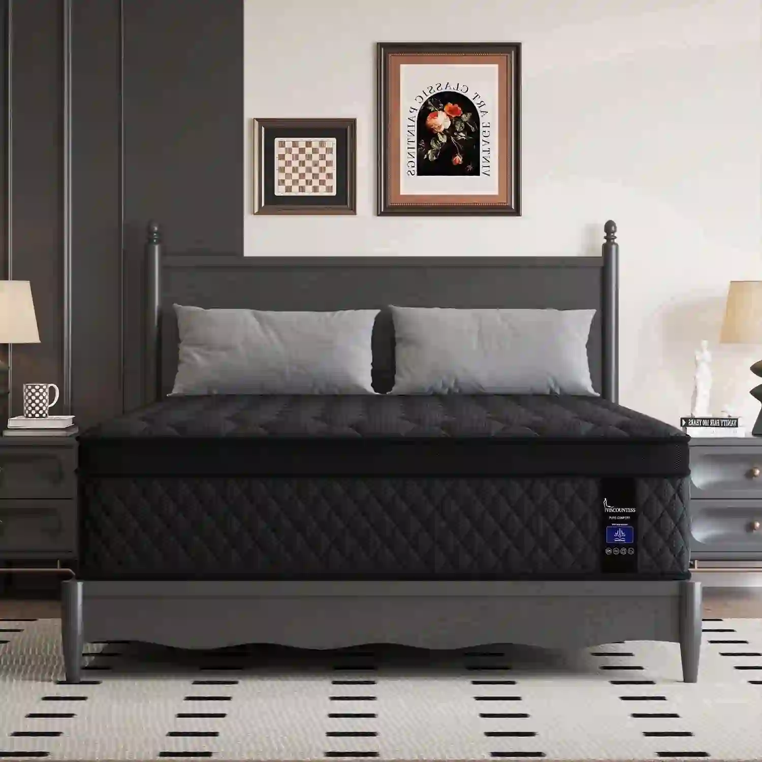 Viscountess Black 14 inch King Mattress Gel Memory Foam Hybrid