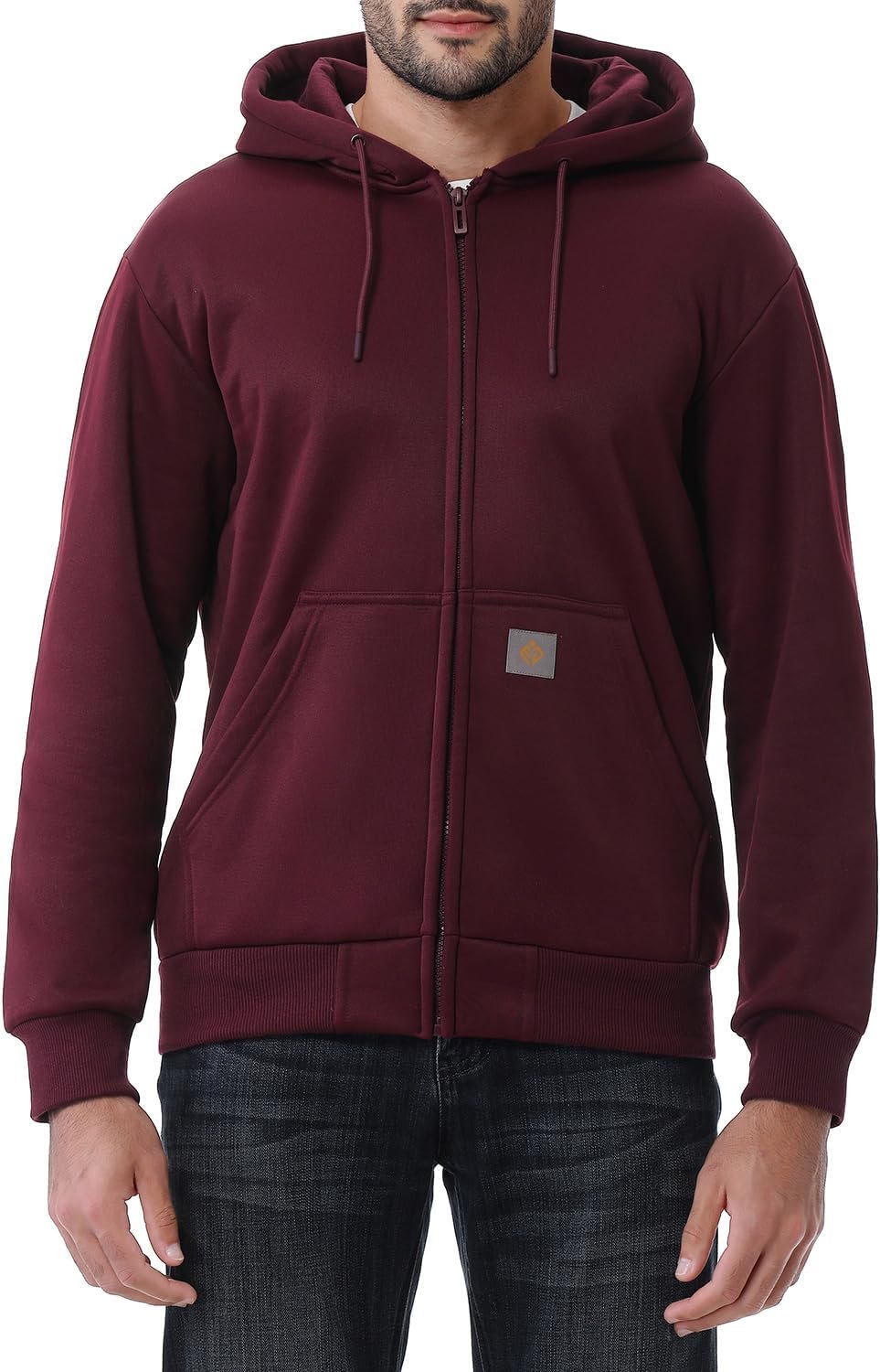 Men's Loose Fit Heavyweight Full Zip Fleece-Lined Hoodie