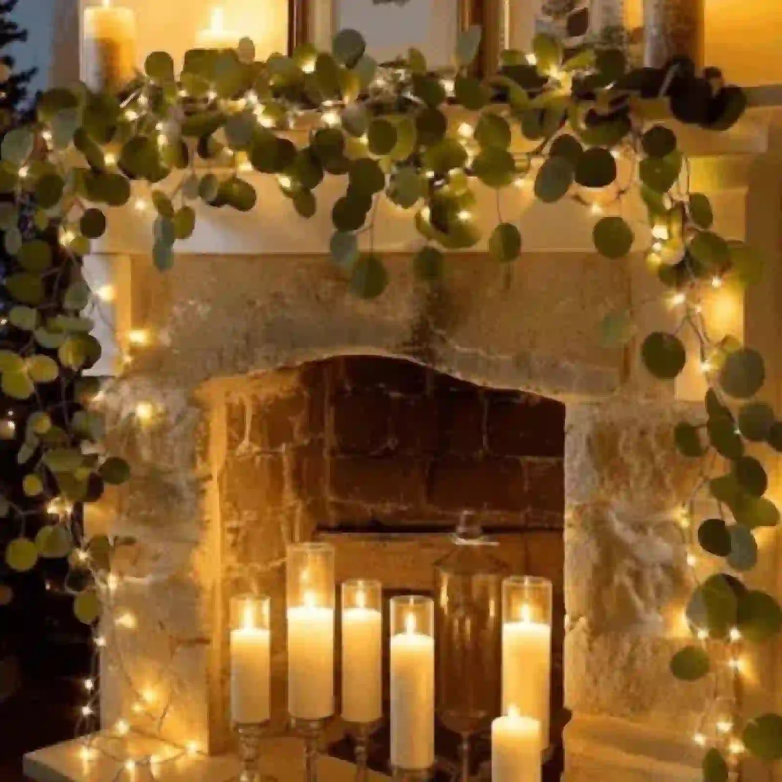 String Lights, Artificial Leaf Vine Lights with Warm White LEDs