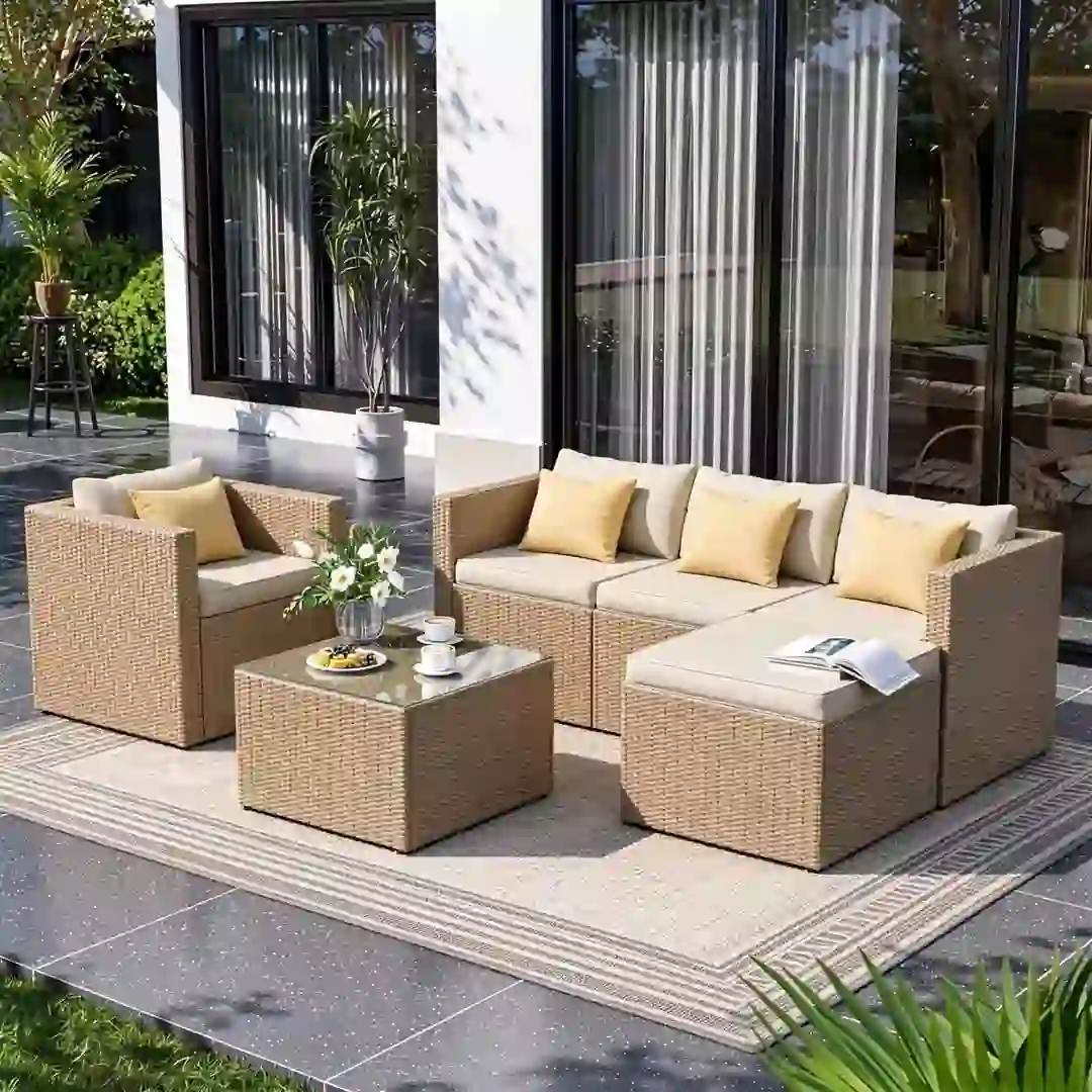 Amopatio 6-Piece Patio Furniture Set, Beige