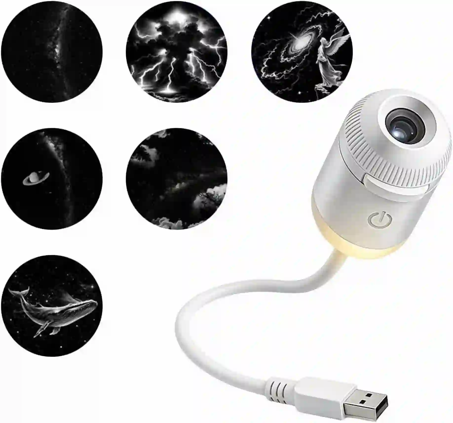 2-in-1 Galaxy Projector Night Light, USB Star Projector, with 6