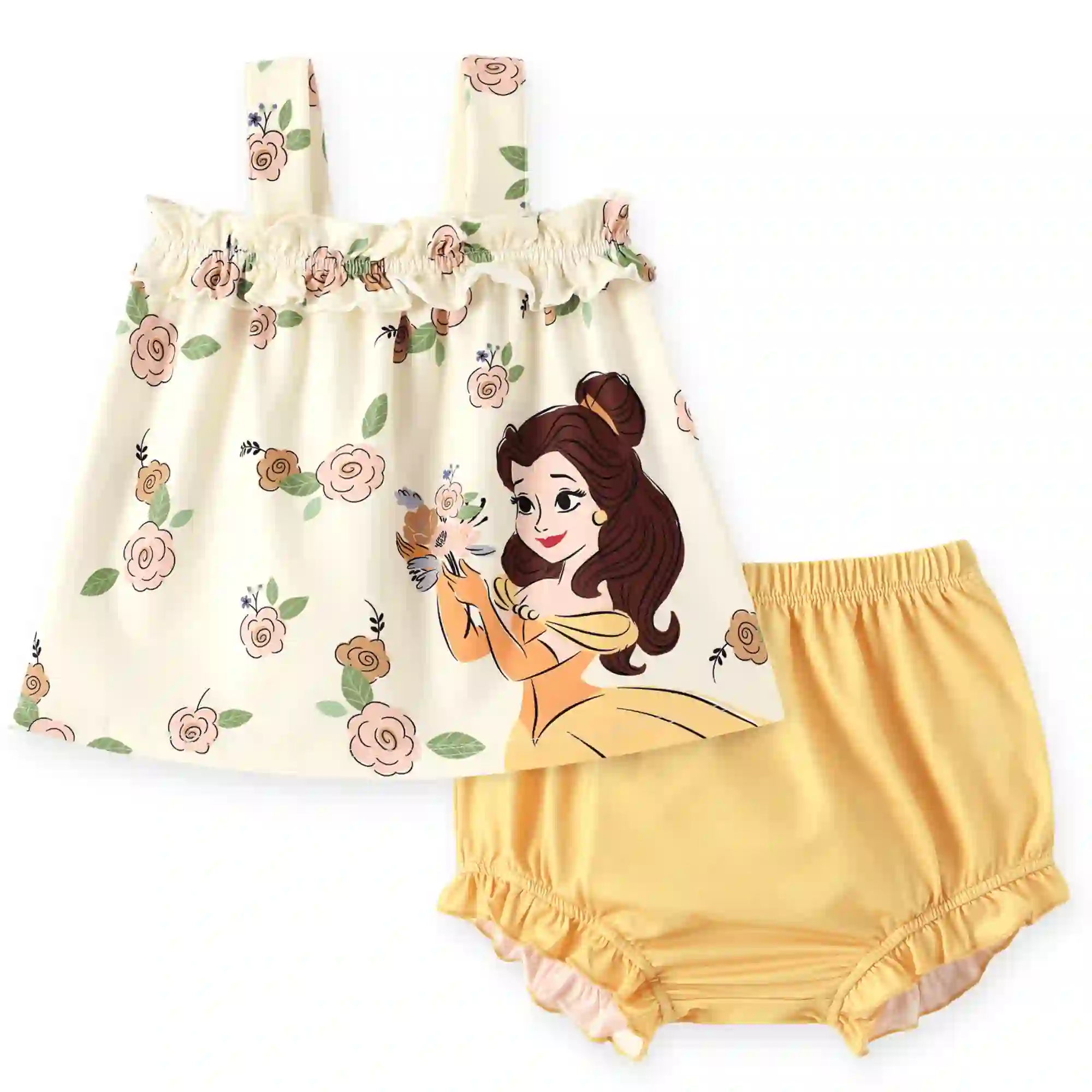 Disney Princess Baby Girls 2 Pieces Belle Graphic Sleeveless Tee