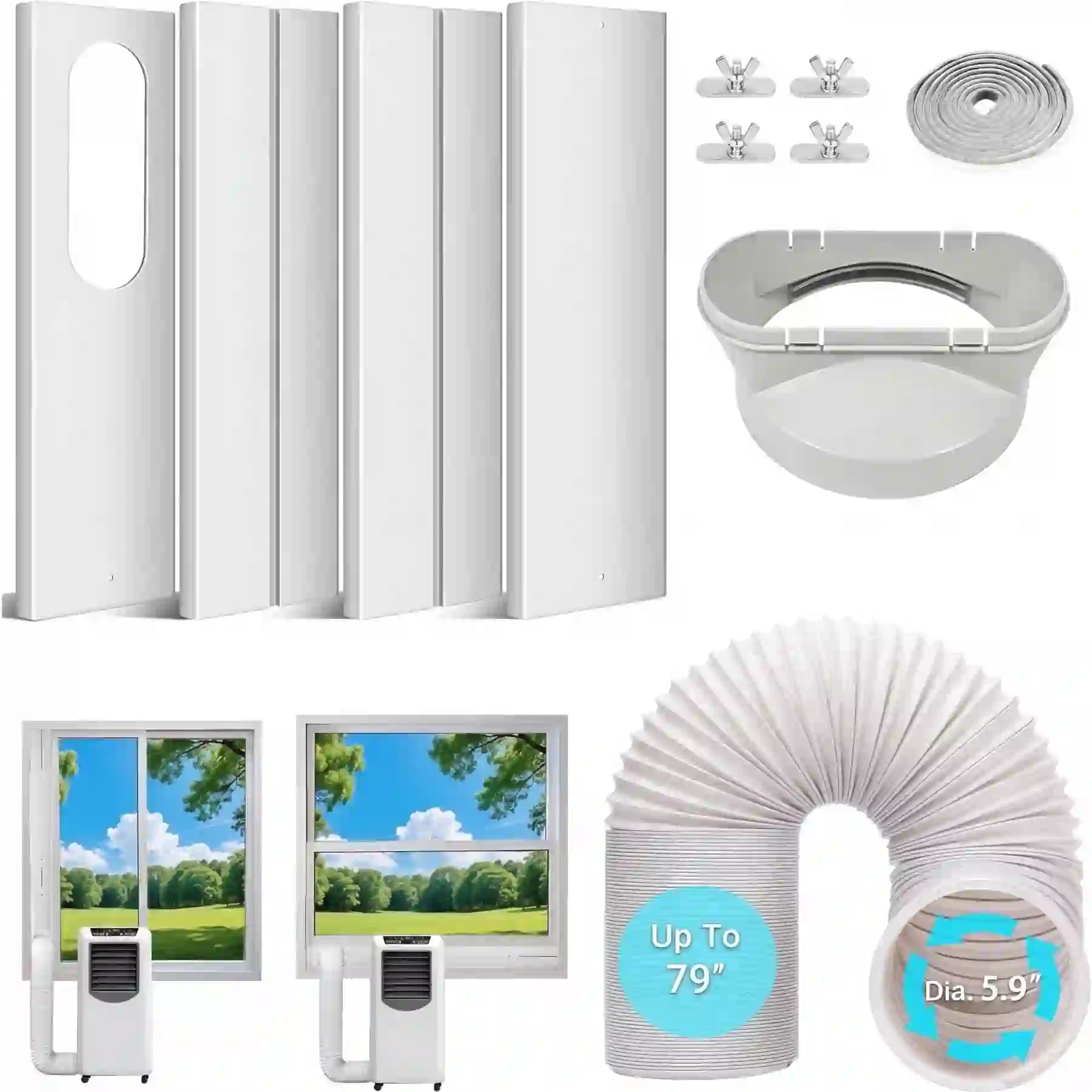 Portable AC Window Vent Kit for 5.9" Exhaust Hose