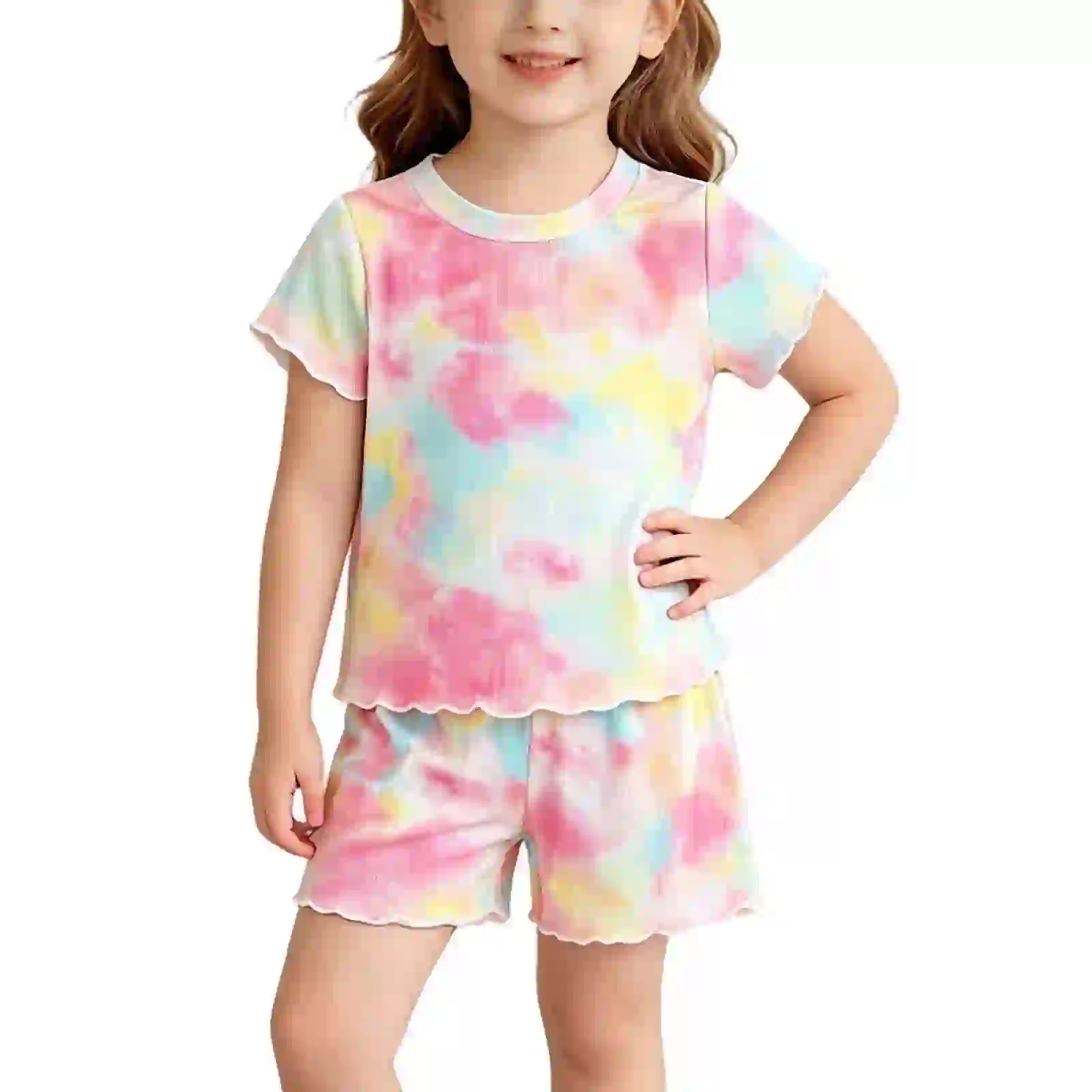 Kids Girls Tie Dye 2 Piece Shorts Set, Size 12-18M