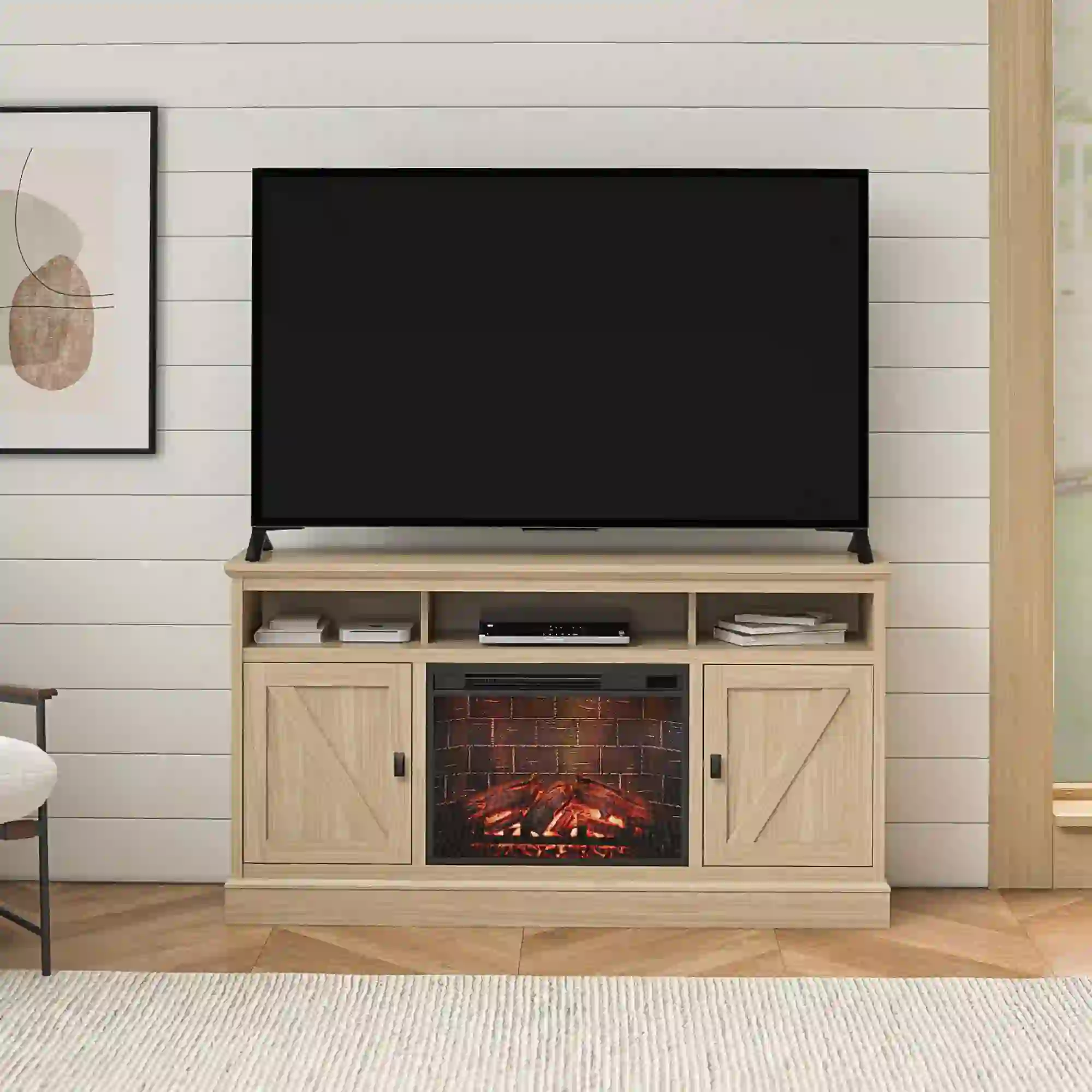 (Open Box) Ameriwood Home Ashton Lane Fireplace TV Stand