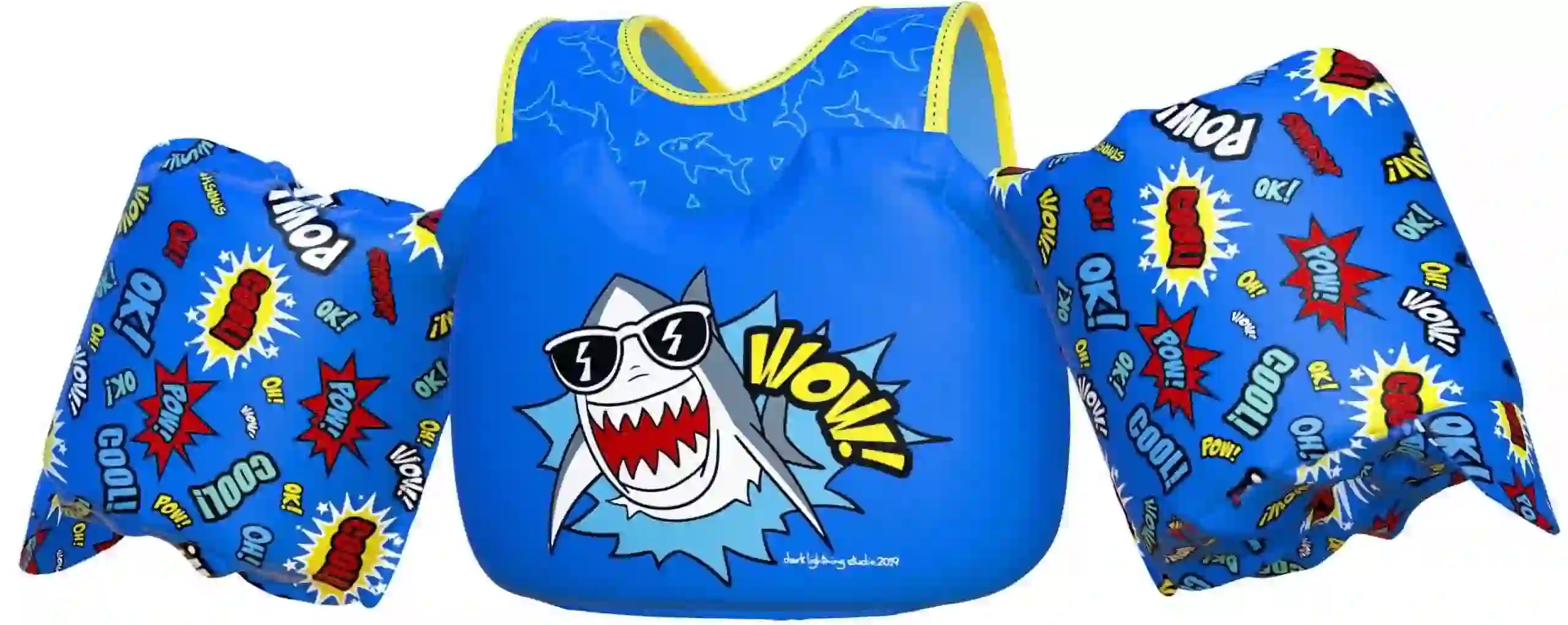 Dark Lightning USCG Approved Toddler Swim Vest, Blue Shark