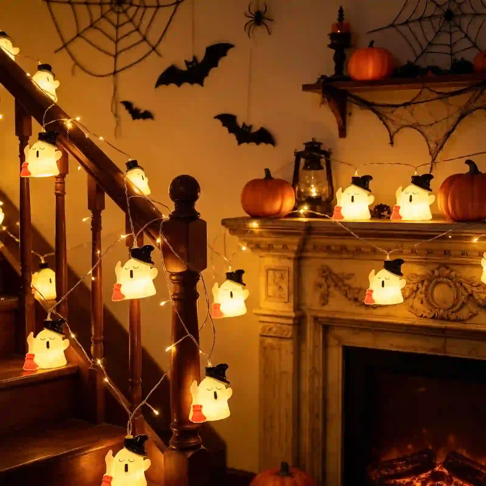 Kmonabie Plastic Halloween String Lights, Multicolor LED Garland