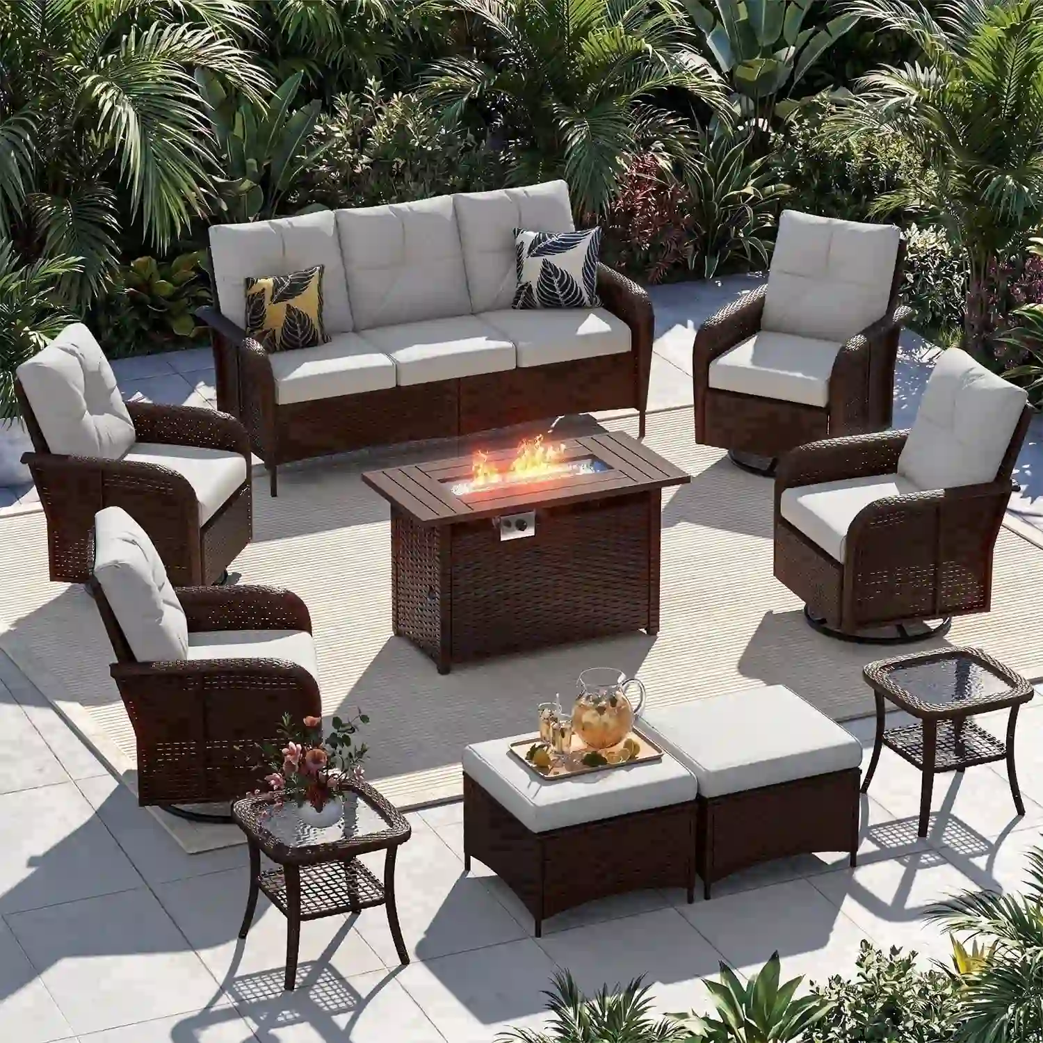 Sunmthink 10-Piece Patio Furniture Set, Beige