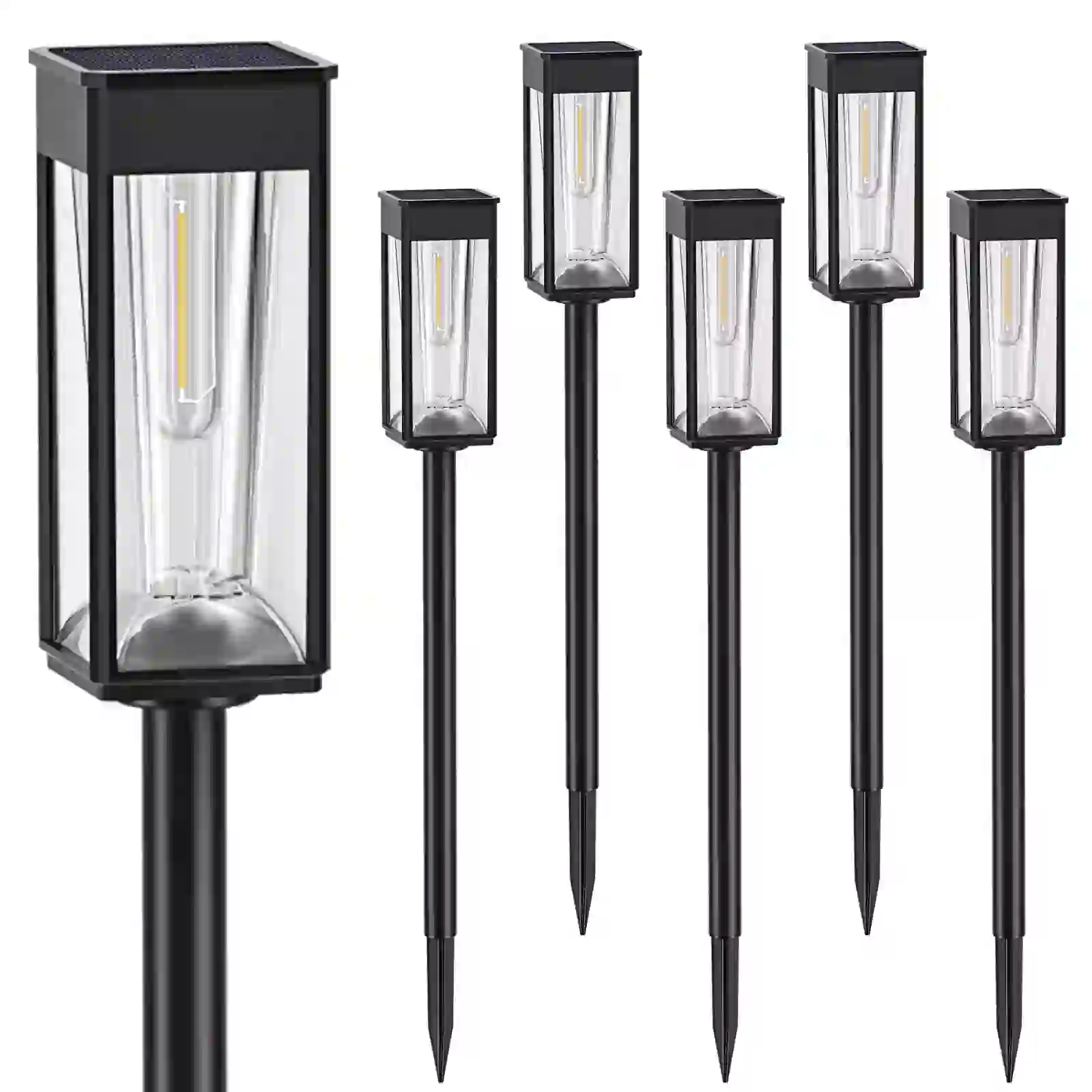 BITPOTT 6 Pack Solar Pathway Lights 2-in-1 Warm&Cool