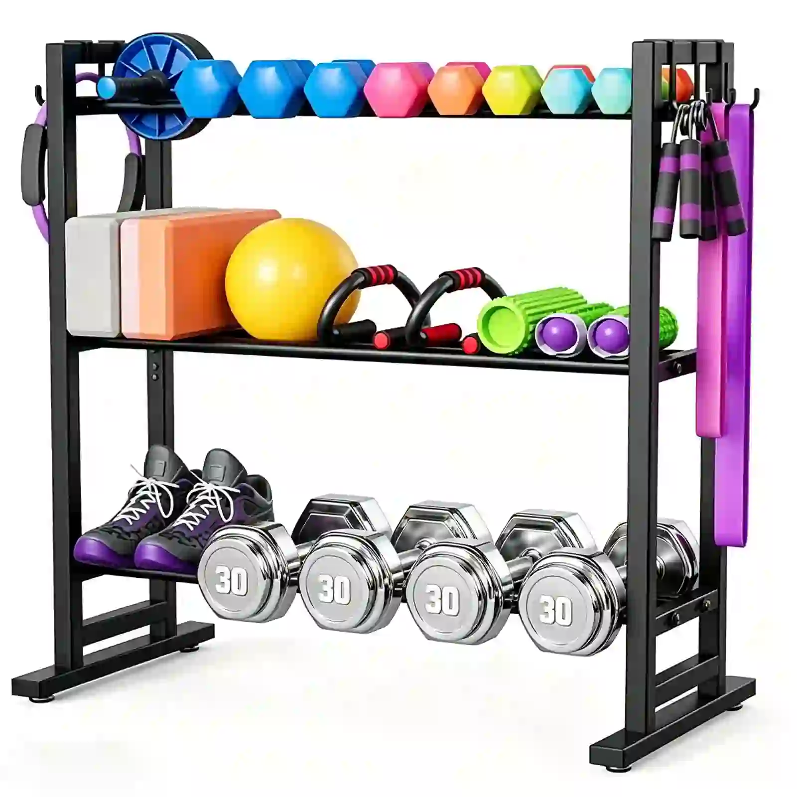Gijjgole 3 Tier Adjustable Dumbbell Rack-Heavy-Duty 450LB