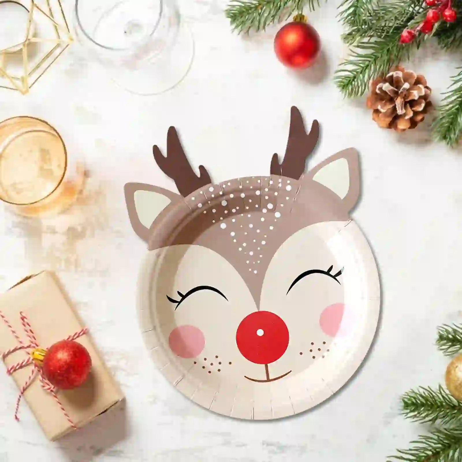 HOARBOEG 20Pcs Christmas Shaped Paper Plates – Santa, 9.25in