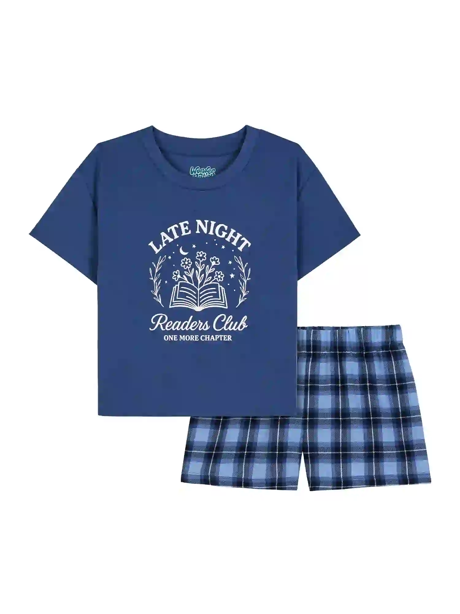 Wonder Nation Girls' Short Sleeve Graphic Tee and Flannel Boxer