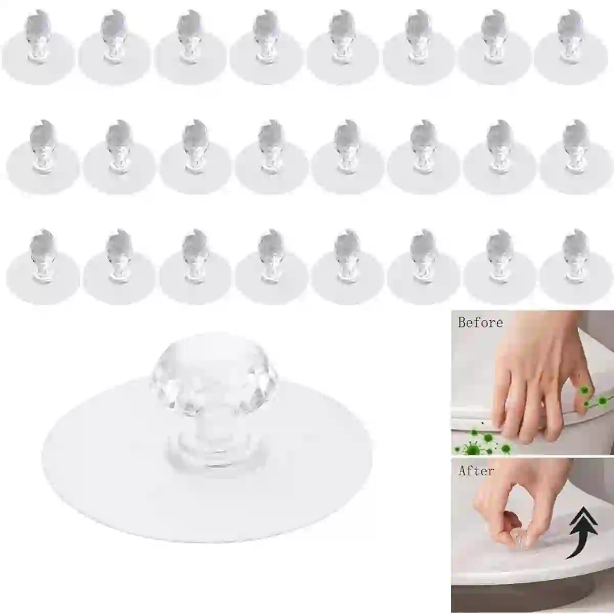 Self Adhesive Cabinet Drawer Pull Knobs Tutuviw 25Pcs Clear