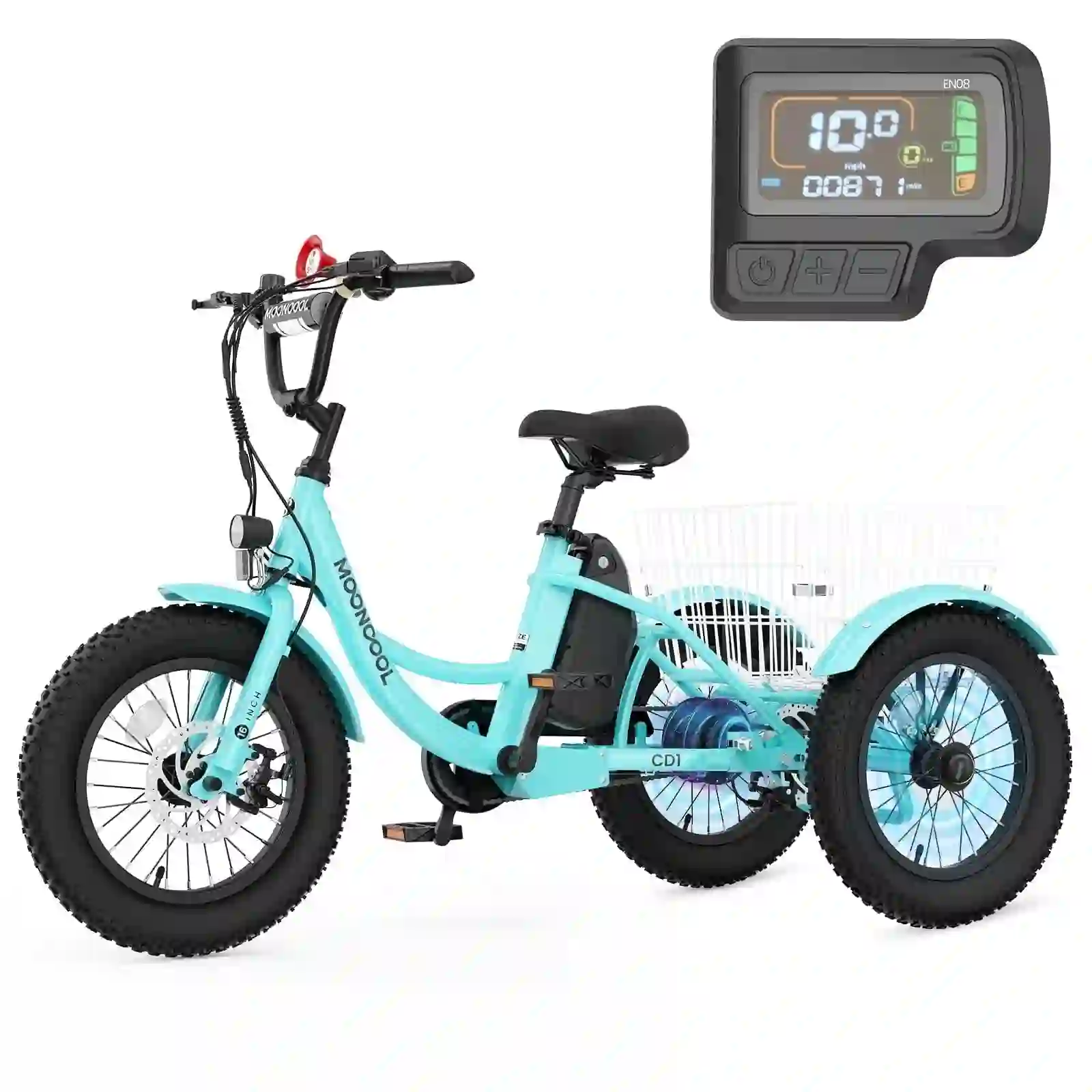 MOONCOOL Electric Tricycle for Kids,16"x3" 3 Wheel 250W 10.4Ah