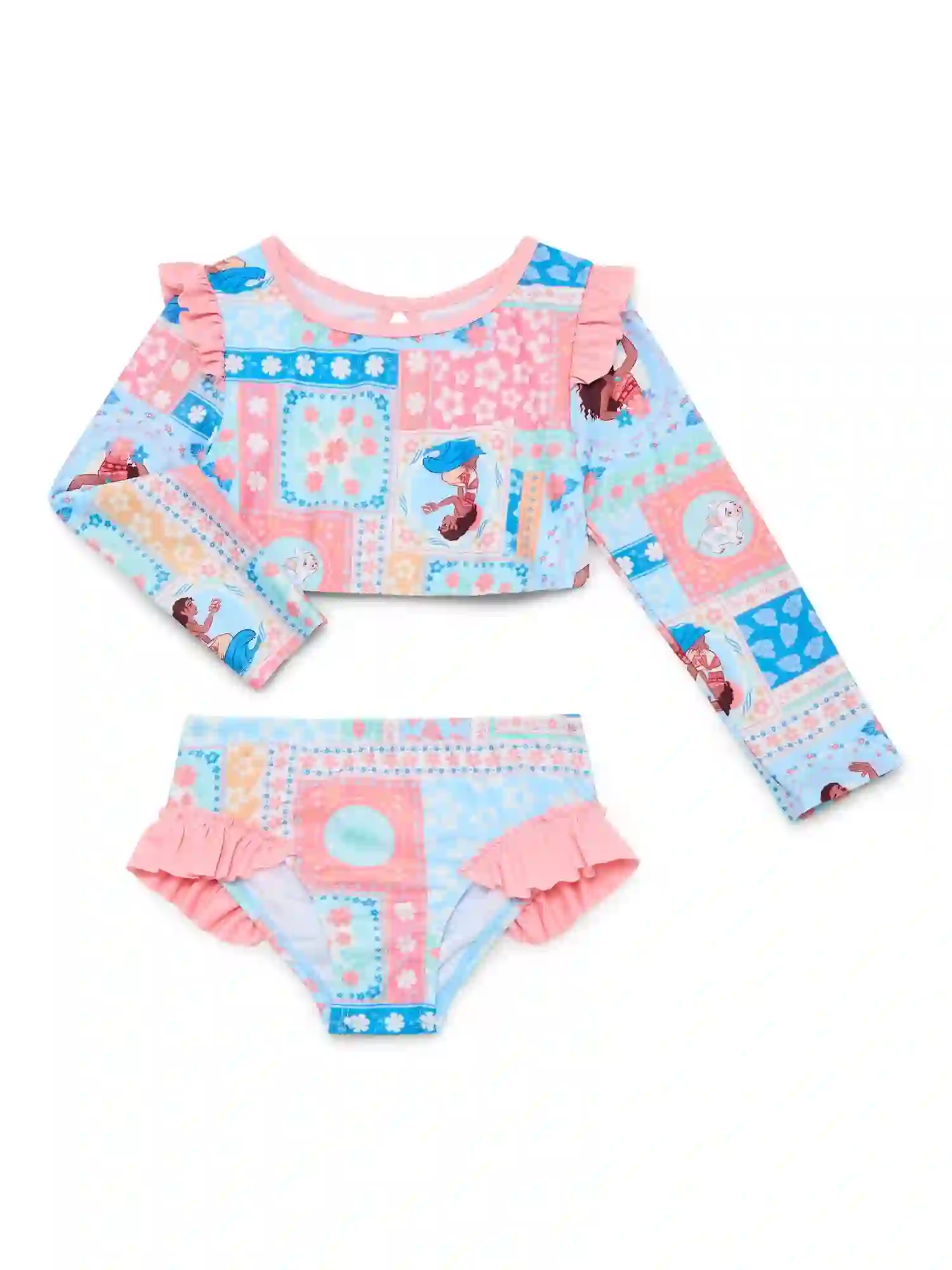 Character Toddler Girl Long- Sleeve Rash Guard Swimsuit, 2-Piece