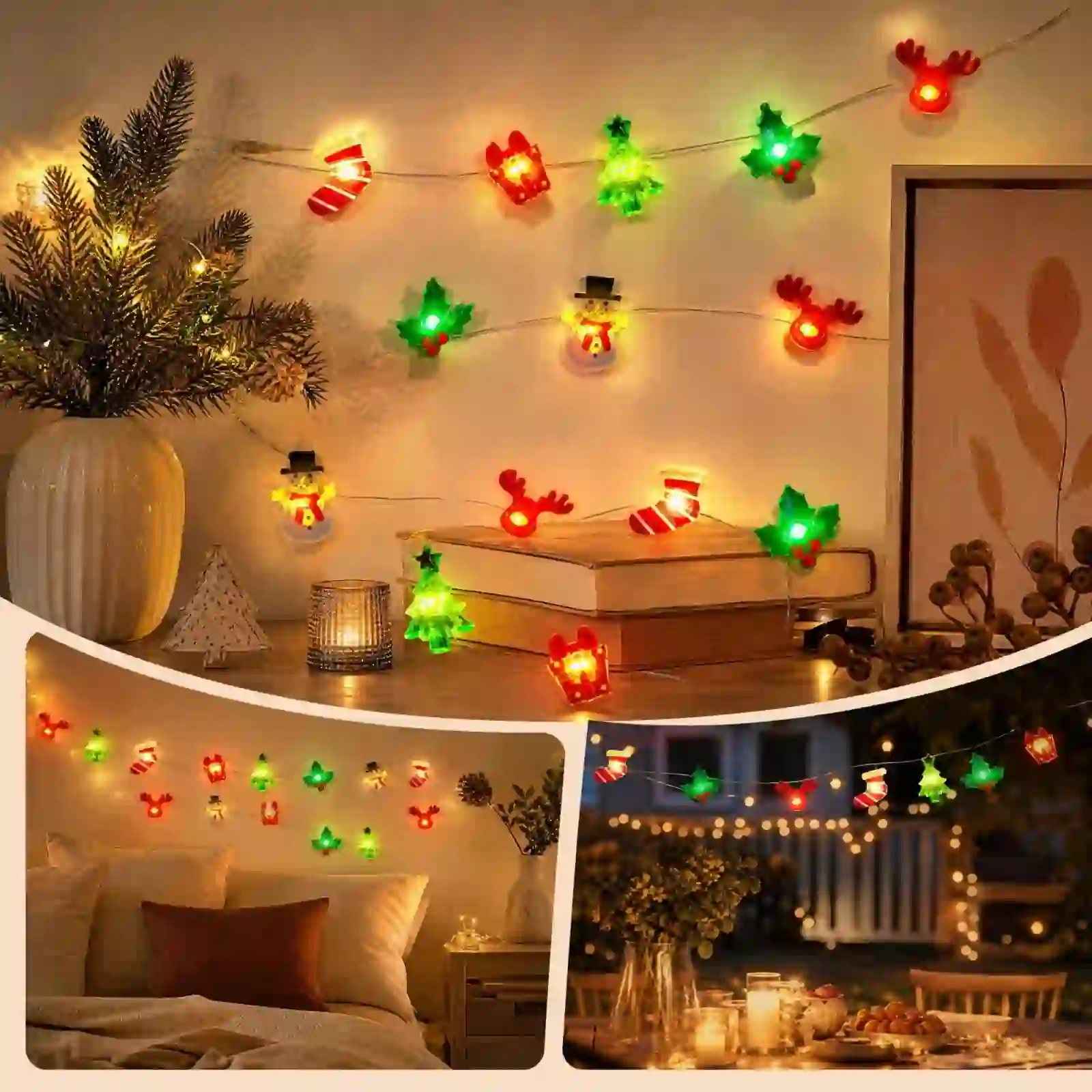 Christmas String Lights Multi-Shape Indoor Decorative Lights