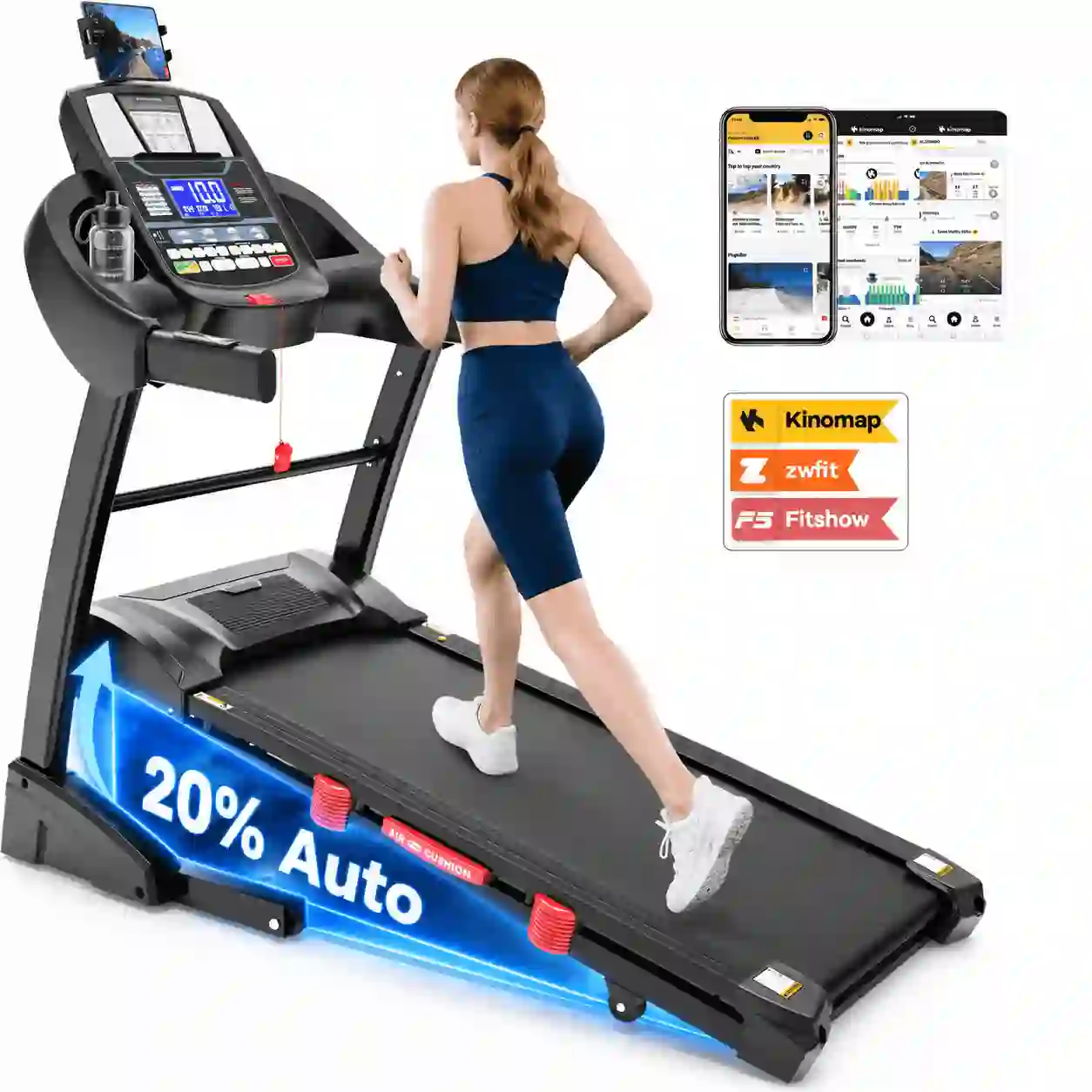 Treadmills for Home, 4.95HP Quiet Brushless Folding Treadmill