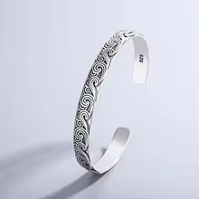 Retro Wave Bracelets 925 Sterling Silver Jewelry Fashion Spray